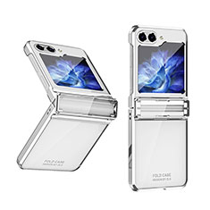 Hard Rigid Plastic Matte Finish Front and Back Cover Case 360 Degrees ZL10 for Samsung Galaxy Z Flip5 5G Silver