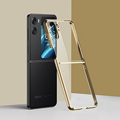 Hard Rigid Plastic Matte Finish Front and Back Cover Case 360 Degrees ZL3 for Oppo Find N2 Flip 5G Gold