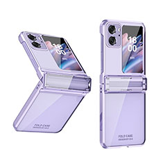 Hard Rigid Plastic Matte Finish Front and Back Cover Case 360 Degrees ZL3 for Oppo Find N2 Flip 5G Purple