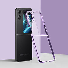 Hard Rigid Plastic Matte Finish Front and Back Cover Case 360 Degrees ZL3 for Oppo Find N2 Flip 5G Purple