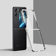 Hard Rigid Plastic Matte Finish Front and Back Cover Case 360 Degrees ZL3 for Oppo Find N2 Flip 5G Silver