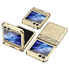Hard Rigid Plastic Matte Finish Front and Back Cover Case 360 Degrees ZL3 for Samsung Galaxy Z Flip5 5G Gold
