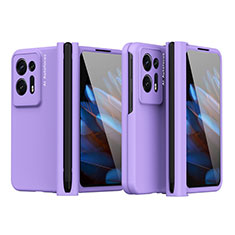 Hard Rigid Plastic Matte Finish Front and Back Cover Case 360 Degrees ZL4 for Oppo Find N2 5G Purple