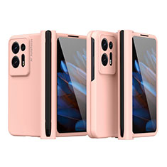 Hard Rigid Plastic Matte Finish Front and Back Cover Case 360 Degrees ZL4 for Oppo Find N2 5G Rose Gold
