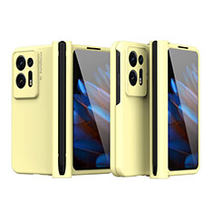Hard Rigid Plastic Matte Finish Front and Back Cover Case 360 Degrees ZL4 for Oppo Find N2 5G Yellow