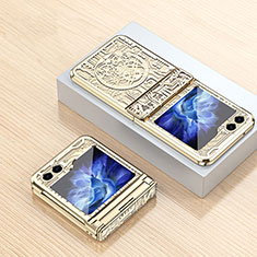 Hard Rigid Plastic Matte Finish Front and Back Cover Case 360 Degrees ZL4 for Samsung Galaxy Z Flip5 5G Gold