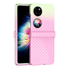 Hard Rigid Plastic Matte Finish Front and Back Cover Case 360 Degrees ZL5 for Huawei Pocket S Pink