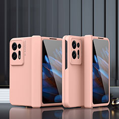 Hard Rigid Plastic Matte Finish Front and Back Cover Case 360 Degrees ZL5 for Oppo Find N2 5G Rose Gold