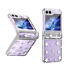 Hard Rigid Plastic Matte Finish Front and Back Cover Case 360 Degrees ZL5 for Samsung Galaxy Z Flip5 5G Silver