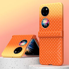 Hard Rigid Plastic Matte Finish Front and Back Cover Case 360 Degrees ZL6 for Huawei P50 Pocket Orange