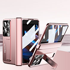 Hard Rigid Plastic Matte Finish Front and Back Cover Case 360 Degrees ZL6 for Oppo Find N2 5G Rose Gold