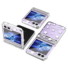 Hard Rigid Plastic Matte Finish Front and Back Cover Case 360 Degrees ZL6 for Samsung Galaxy Z Flip5 5G Silver