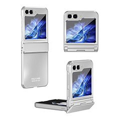 Hard Rigid Plastic Matte Finish Front and Back Cover Case 360 Degrees ZL7 for Samsung Galaxy Z Flip5 5G Silver
