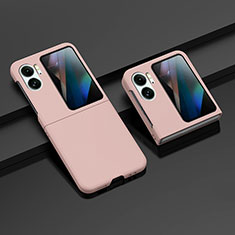 Hard Rigid Plastic Matte Finish Front and Back Cover Case 360 Degrees ZL8 for Oppo Find N2 Flip 5G Pink