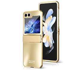 Hard Rigid Plastic Matte Finish Front and Back Cover Case 360 Degrees ZL8 for Samsung Galaxy Z Flip5 5G Gold