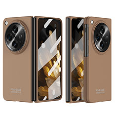 Hard Rigid Plastic Matte Finish Front and Back Cover Case 360 Degrees ZL9 for Oppo Find N3 5G Brown