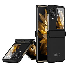 Hard Rigid Plastic Matte Finish Front and Back Cover Case 360 Degrees ZL9 for Oppo Find N3 Flip 5G Black