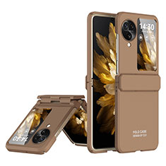 Hard Rigid Plastic Matte Finish Front and Back Cover Case 360 Degrees ZL9 for Oppo Find N3 Flip 5G Brown