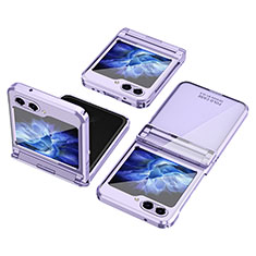 Hard Rigid Plastic Matte Finish Front and Back Cover Case 360 Degrees ZL9 for Samsung Galaxy Z Flip5 5G Purple