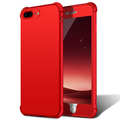 Hard Rigid Plastic Matte Finish Front and Back Snap On Case 360 Degrees D01 for Apple iPhone 7 Plus Red