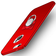 Hard Rigid Plastic Matte Finish Snap On Case with Finger Ring Stand A01 for Apple iPhone 5 Red