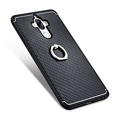 Hard Rigid Plastic Matte Finish Snap On Case with Finger Ring Stand A02 for Huawei Mate 9 Black