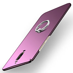 Hard Rigid Plastic Matte Finish Snap On Case with Finger Ring Stand A02 for Huawei Mate 9 Pro Purple