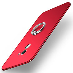 Hard Rigid Plastic Matte Finish Snap On Case with Finger Ring Stand A02 for Xiaomi Mi Mix Red