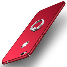 Hard Rigid Plastic Matte Finish Snap On Case with Finger Ring Stand A03 for Huawei GR3 (2017) Red