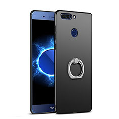 Hard Rigid Plastic Matte Finish Snap On Case with Finger Ring Stand A03 for Huawei Honor 8 Pro Black