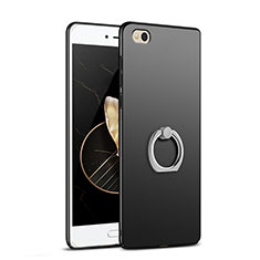 Hard Rigid Plastic Matte Finish Snap On Case with Finger Ring Stand A03 for Xiaomi Mi 5C Black