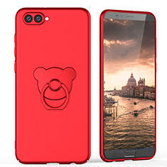 Hard Rigid Plastic Matte Finish Snap On Case with Finger Ring Stand A04 for Huawei Honor V10 Red