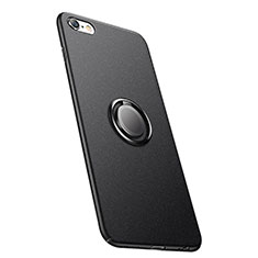 Hard Rigid Plastic Matte Finish Snap On Case with Finger Ring Stand A05 for Apple iPhone 6S Black