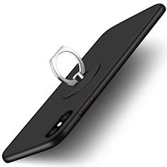 Hard Rigid Plastic Matte Finish Snap On Case with Finger Ring Stand for Apple iPhone Xs Black