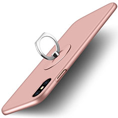 Hard Rigid Plastic Matte Finish Snap On Case with Finger Ring Stand for Apple iPhone Xs Max Pink