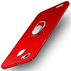 Hard Rigid Plastic Matte Finish Snap On Case with Finger Ring Stand for Huawei G8 Mini Red