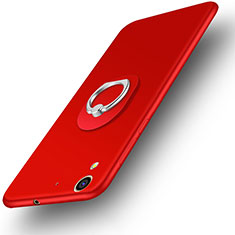 Hard Rigid Plastic Matte Finish Snap On Case with Finger Ring Stand for Huawei Honor 5A Red