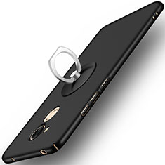 Hard Rigid Plastic Matte Finish Snap On Case with Finger Ring Stand for Huawei Honor 6C Pro Black