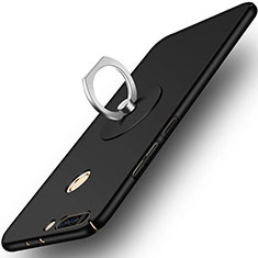 Hard Rigid Plastic Matte Finish Snap On Case with Finger Ring Stand for Huawei Honor 8 Pro Black