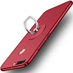 Hard Rigid Plastic Matte Finish Snap On Case with Finger Ring Stand for Huawei Honor V9 Red