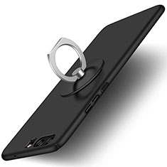 Hard Rigid Plastic Matte Finish Snap On Case with Finger Ring Stand for Huawei P10 Black