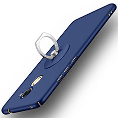 Hard Rigid Plastic Matte Finish Snap On Case with Finger Ring Stand for Huawei Y7 Prime Blue