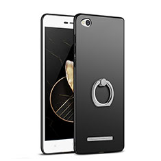 Hard Rigid Plastic Matte Finish Snap On Case with Finger Ring Stand for Xiaomi Redmi 3 Black