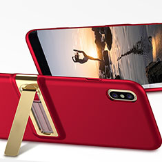 Hard Rigid Plastic Matte Finish Snap On Case with Stand for Apple iPhone Xs Max Red