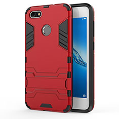 Hard Rigid Plastic Matte Finish Snap On Case with Stand for Huawei Enjoy 7 Red
