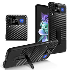 Hard Rigid Plastic Matte Finish Twill Snap On Case Cover for Samsung Galaxy Z Flip3 5G Black