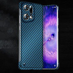 Hard Rigid Plastic Matte Finish Twill Snap On Case Cover T01 for Oppo Find X5 Pro 5G Blue