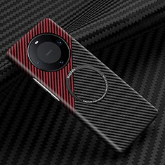Hard Rigid Plastic Matte Finish Twill Snap On Case Cover with Mag-Safe Magnetic for Huawei Mate 60 Pro Red and Black