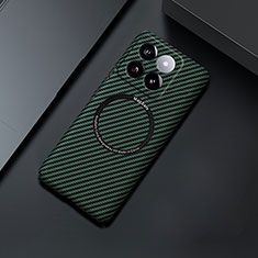 Hard Rigid Plastic Matte Finish Twill Snap On Case Cover with Mag-Safe Magnetic for Xiaomi Mi 14 5G Green