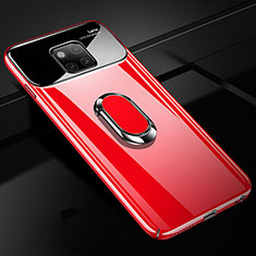 Hard Rigid Plastic Mirror Cover Case 360 Degrees Magnetic Finger Ring Stand for Huawei Mate 20 Red